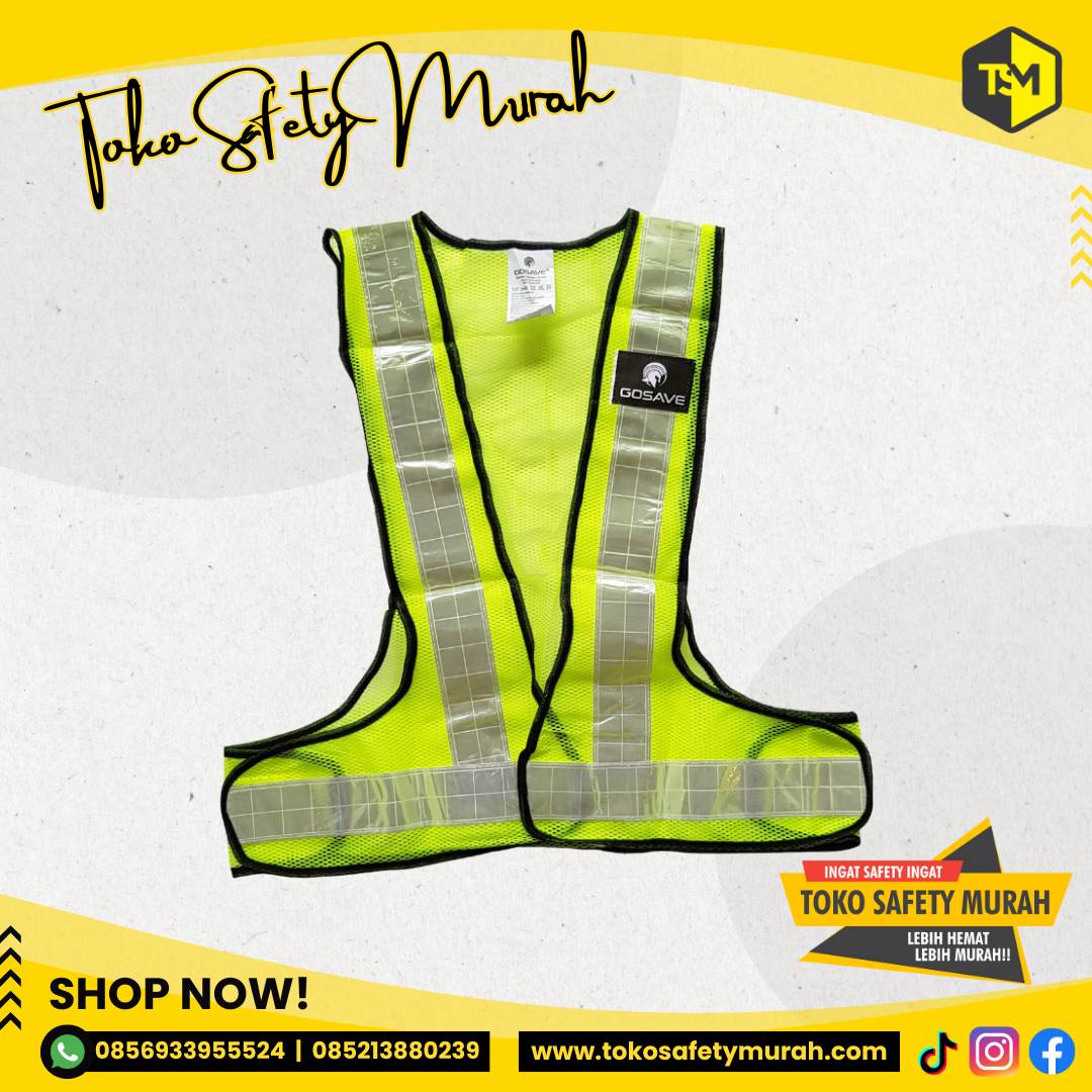 Rompi Jaring V Hijau Scotlight Putih / Safety Vest / Rompi Safety #Jual Alat Pelindung Diri APD Alat Keselamatan Kerja K3 - Image 5