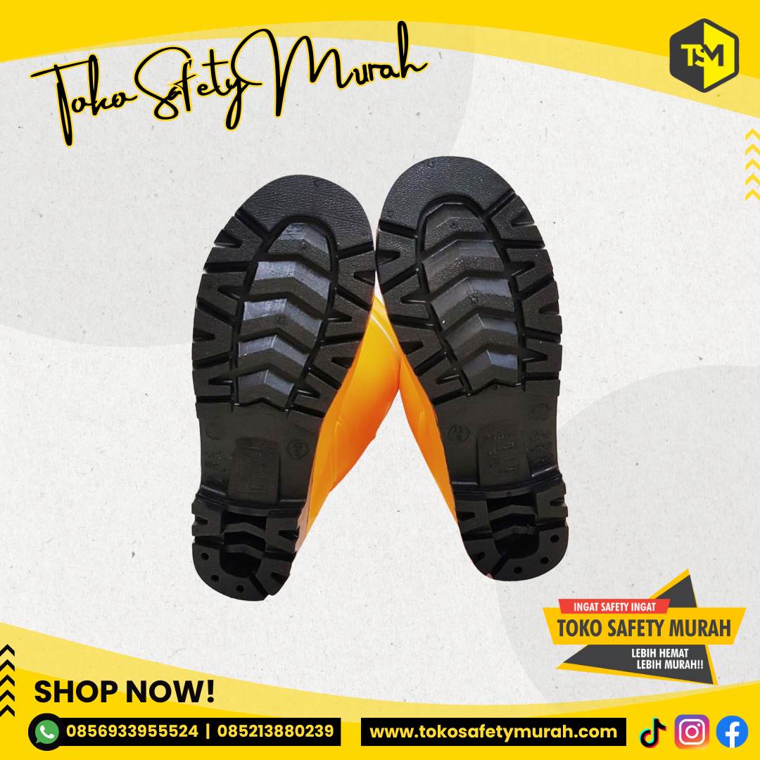 Sepatu Boot Gosave Safety PVC Kuning Rain boot Yellow Boots Sparta Karet Ujung Besi Steel Toe #Jual Alat Pelindung Diri APD Alat Keselamatan Kerja K3 - Image 4