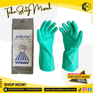 Sarung Tangan NITRILE Green / Karet Nitril Hijau Tahan Kimia Chemical Acid Oil / Rubber Safety Gloves Super