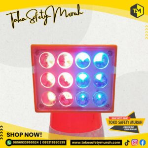 Warning Light Solarcell Traffic Cone / Lampu Kerucut Jalan 12 LED Solar Cell / Tenaga Surya Sollar Cell