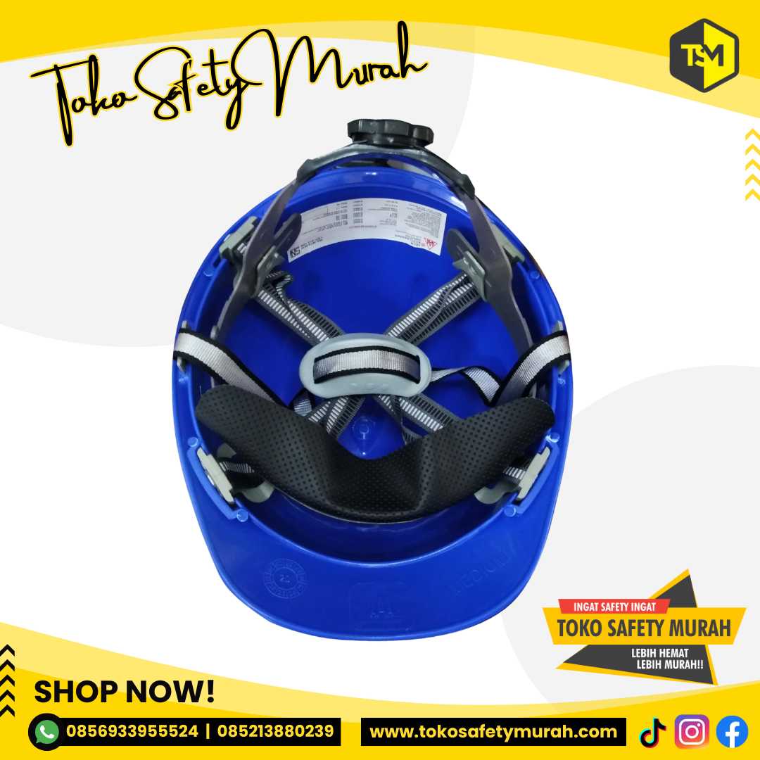 Helm Proyek SNI Safety Tebal AAA Biru + Sarang Putar Fastrack + Tali Dagu #Jual Alat Pelindung Diri APD Alat Keselamatan Kerja K3 - Image 3