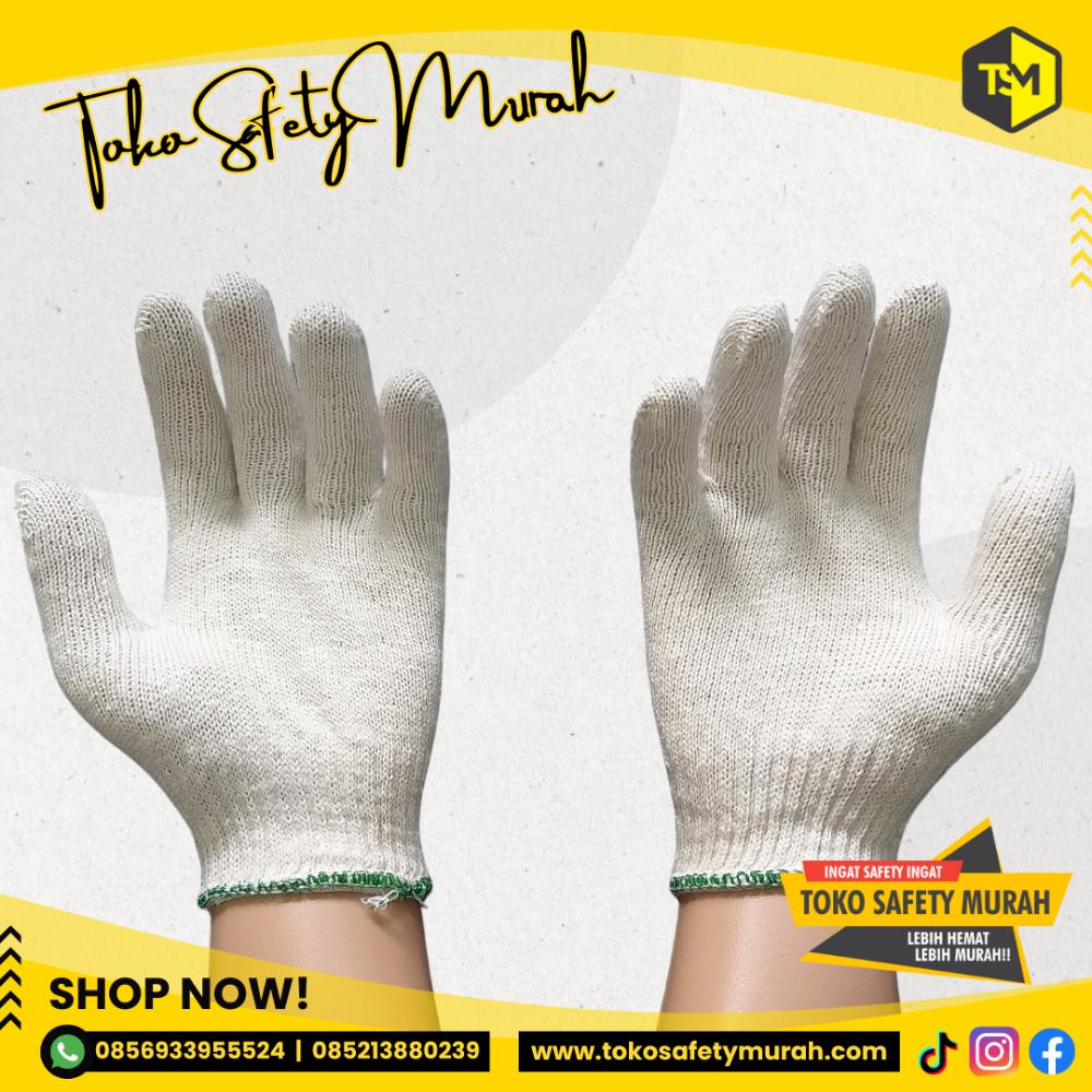 Sarung Tangan Kerja Kain Katun Rajut Benang 3 Sumo B3 Murah / Proyek Tukang Industri Safety Working Glove 3B Putih - Image 4