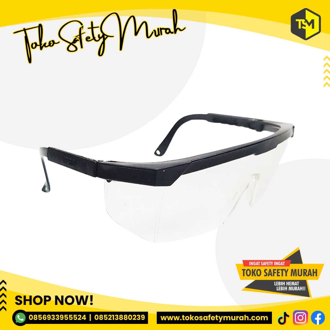 Kacamata Las Kotak Clear Bening V-PRO Gurinda Safety Glasses Proyek #Jual Alat Pelindung Diri APD Alat Keselamatan Kerja K3 - Image 4