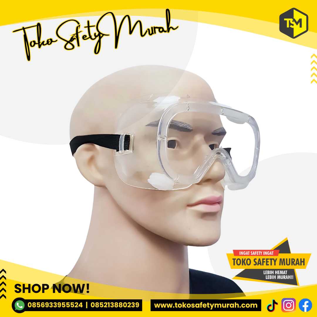 Kacamata Debu Lab Pelindung Mata Goggle Bening Best Quality #Jual Alat Pelindung Diri APD Alat Keselamatan Kerja K3 - Image 2