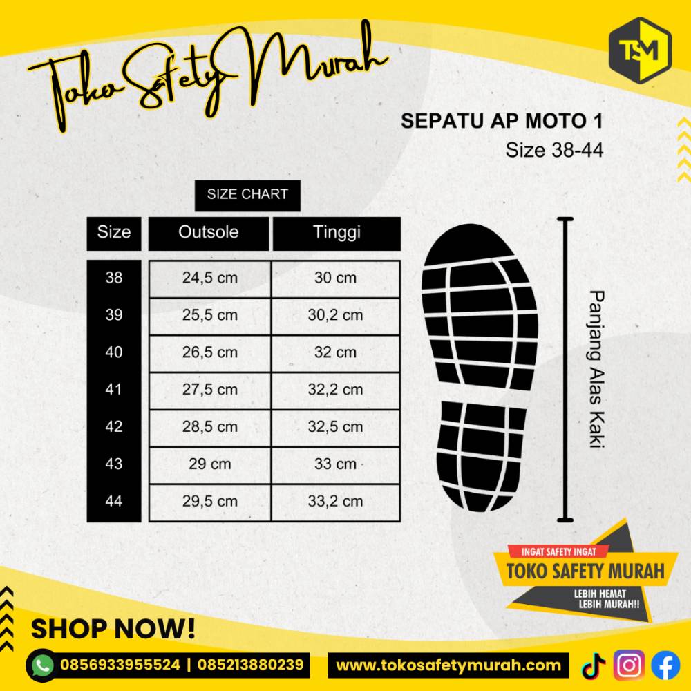 AP Boots Moto 1 Sepatu Boot Biker Karet Merah Hitam Tinggi Murah #Jual Alat Pelindung Diri APD Alat Keselamatan Kerja K3 - Image 5