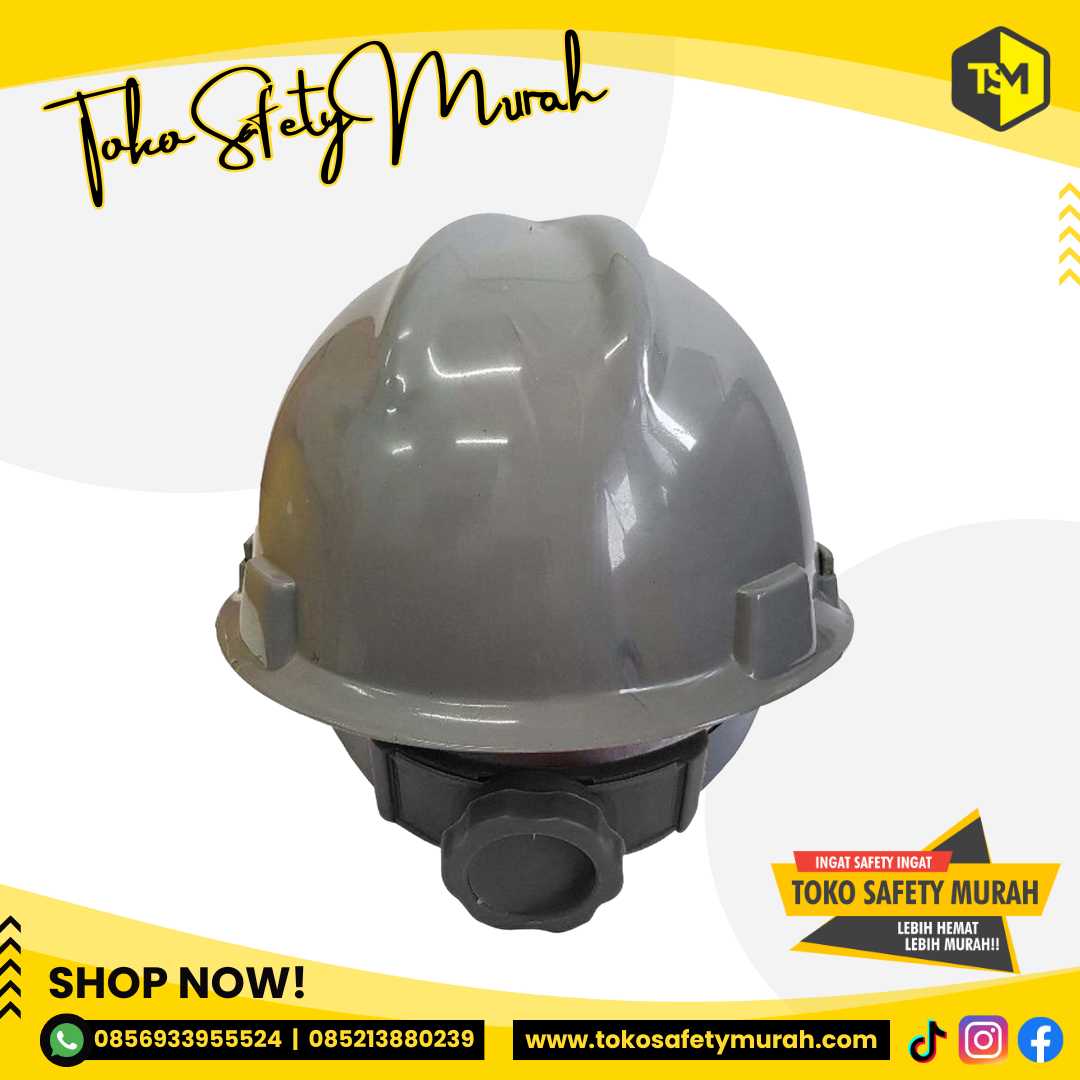 Helm Pengunjung Proyek Safety A3 Abu Abu + Inner Fastrack + Tali Dagu #Jual Alat Pelindung Diri APD Alat Keselamatan Kerja K3 - Image 3