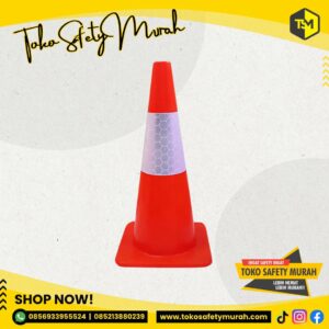 Traffic Cone Full Orange 70 cm 70cm Rubber Safety Cone Single Scotlight TEBAL Premium #Jual Alat Pelindung Diri APD Alat Keselamatan Kerja K3