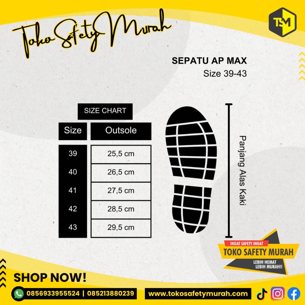 Safety Shoes AP Max by AP Boot Sepatu Boots Kerja Hitam Ujung Besi Steel Toe Outdoor Staff Proyek #Jual Alat Pelindung Diri APD Alat Keselamatan Kerja K3 - Image 5