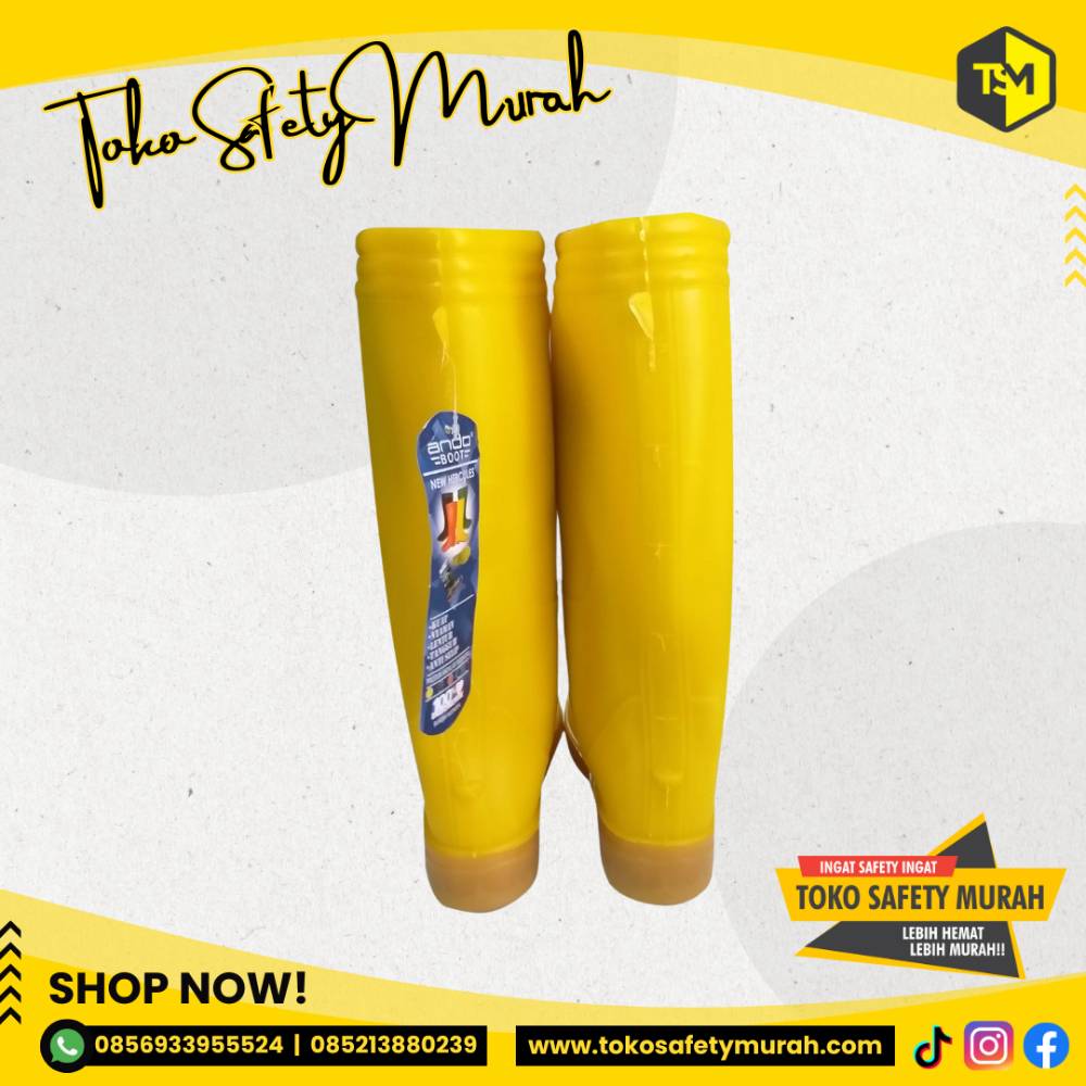 Sepatu Boot Proyek Kerja Tinggi Panjang ANDO Karet Hercules Kuning Yellow #Jual Alat Pelindung Diri APD Alat Keselamatan Kerja K3 - Image 3