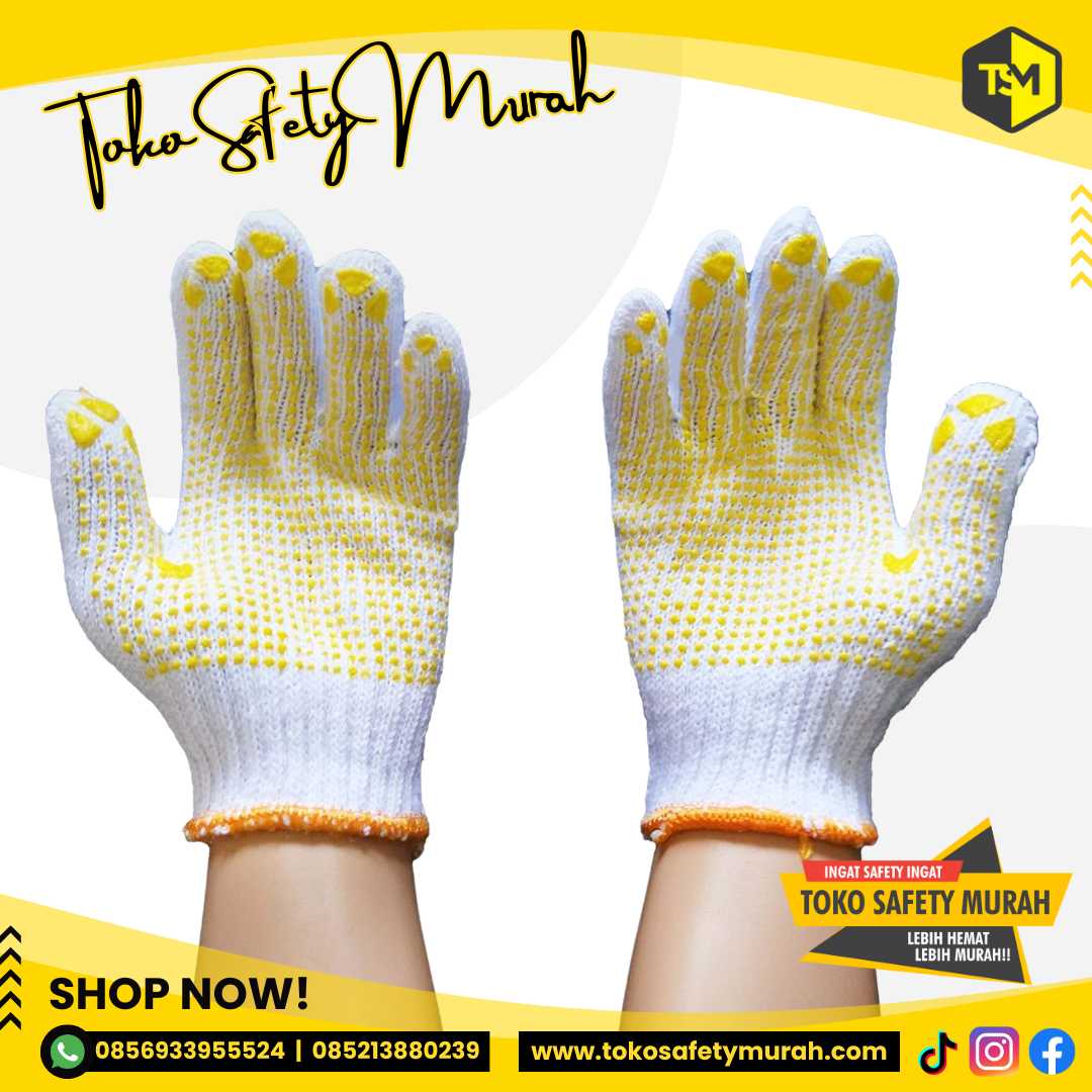 Sarung Tangan Benang Bintik Kuning Matahari Dotting Kuning Polkadot Matahari Lusinan #Jual Alat Pelindung Diri APD Alat Keselamatan Kerja K3 - Image 5