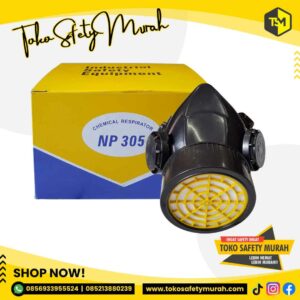 SIAP PAKAI Masker Respirator Gas Asap Debu Kimia Fogging NP 305 + FREE RC203 isi Ulang Filter Catridge Chemical Mask NP305 RC 203