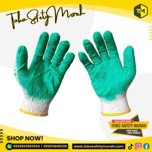 Sarung Tangan Safety Proyek Karet Dipping Hijau Working Glove Industri 3B / Untuk Angkat Kaca Anti Slip Licin