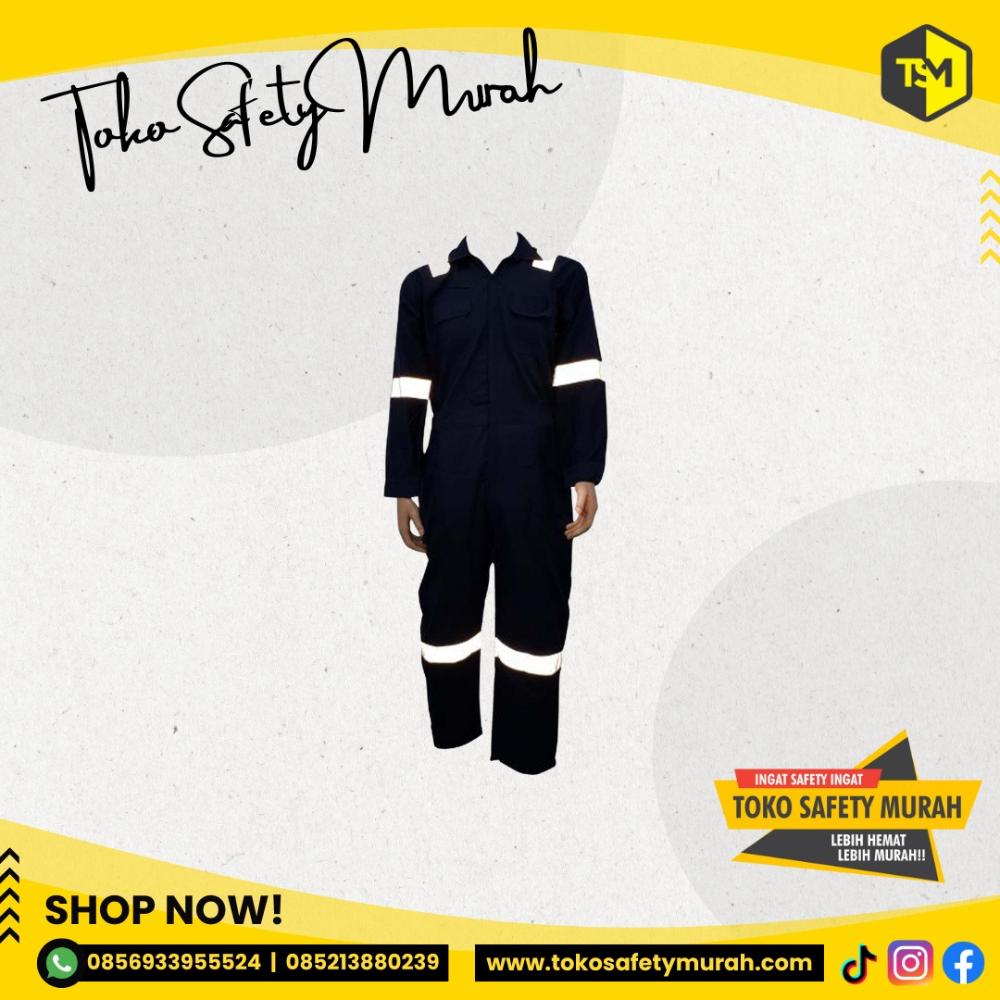 Wearpack Safety Terusan / Seragam Mekanik / Wearpak Pakaian Kerja Size M L XL Biru Dongker / Orange / Biru Benhur / Merah - Image 6