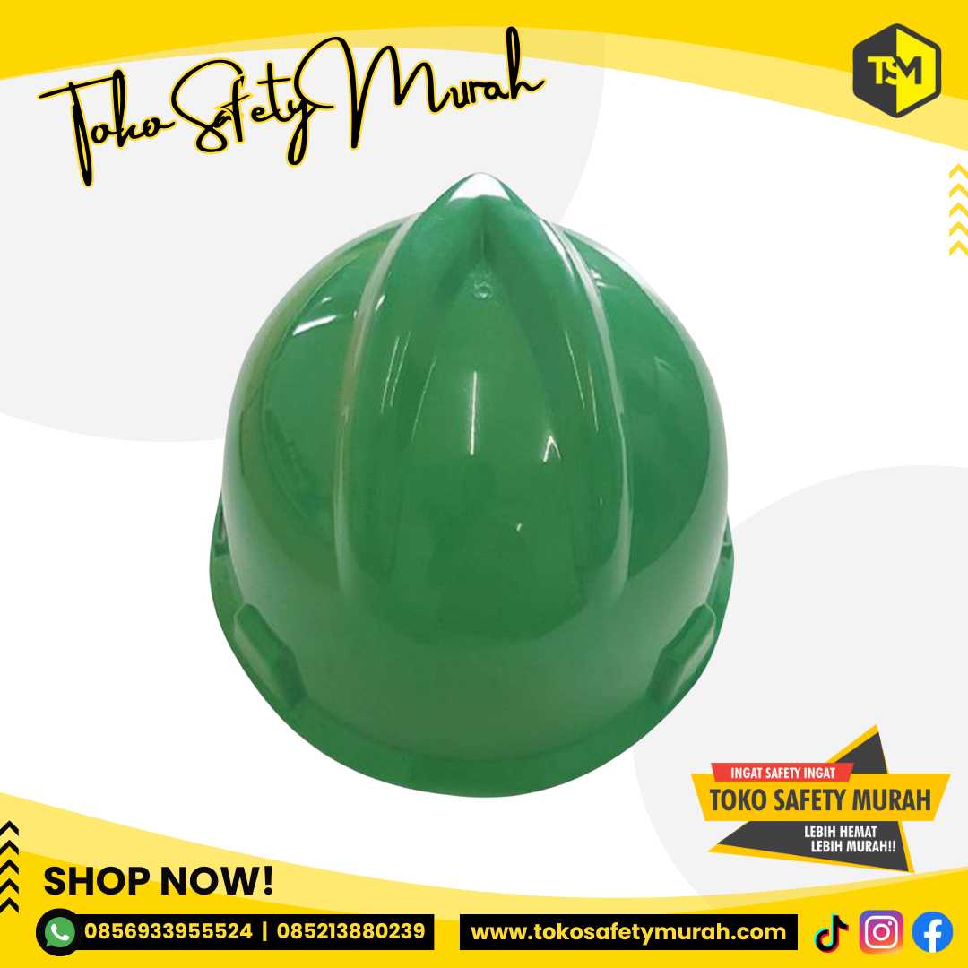 Helm Pengawas Lingkungan Keselamatan Kerja / Safety Helmet A3 Hijau Sarang Inner Biasa #Jual Alat Pelindung Diri APD Alat Keselamatan Kerja K3 - Image 4