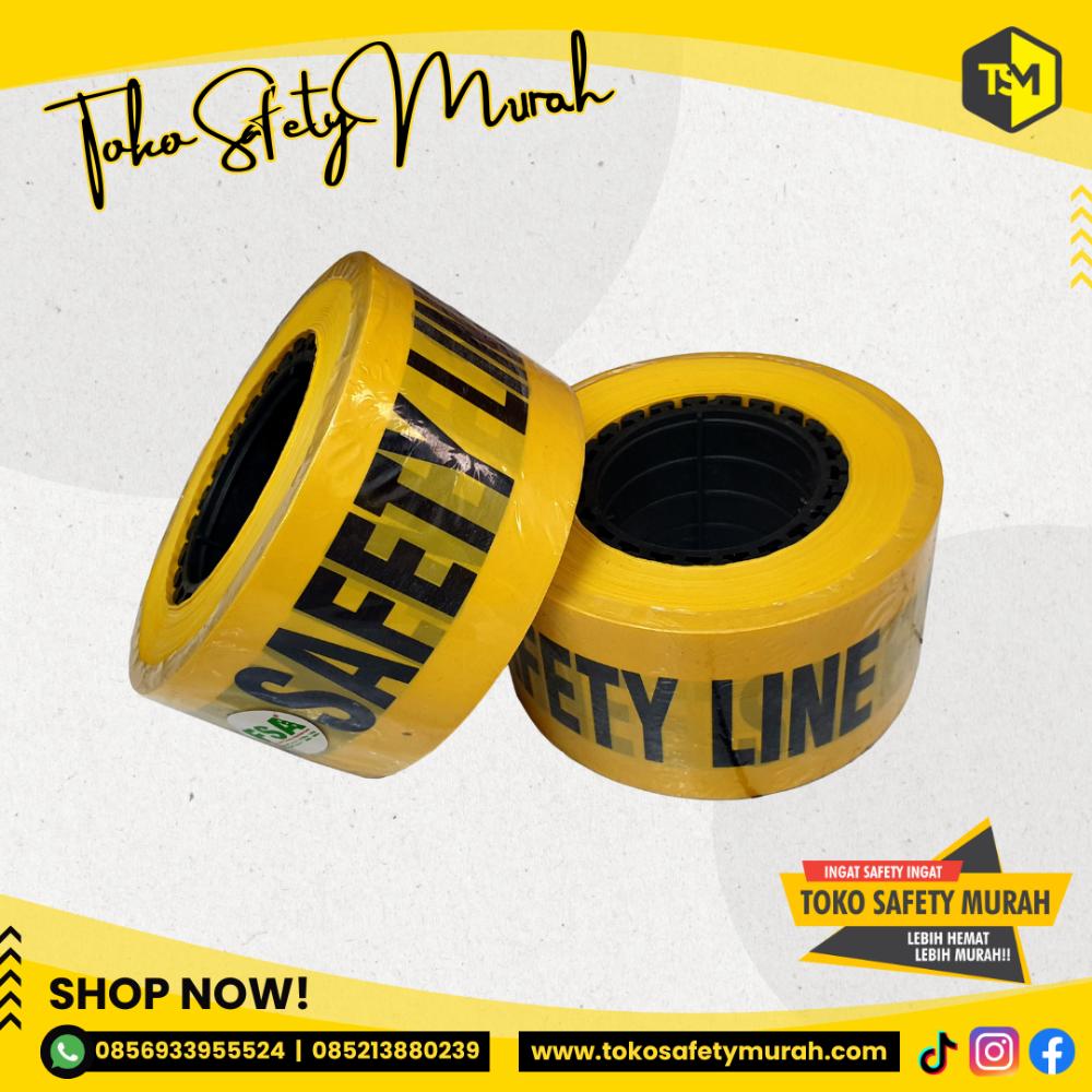 Garis Polisi Baricade Tulisan SAFETY LINE 3 inch 300 meter Police Line Barricade Tape Kuning Hitam Pembatas Jalan Galian Proyek - Image 4