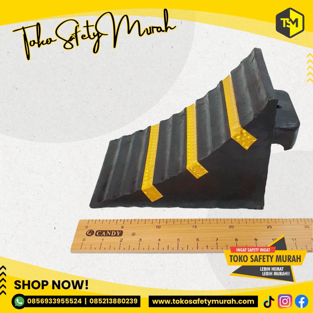 Wheel Stopper Rubber Chock 16cm Ganjalan Ban Mobil Umum SUV / Penahan Roda Bahan Karet Padat - Image 5