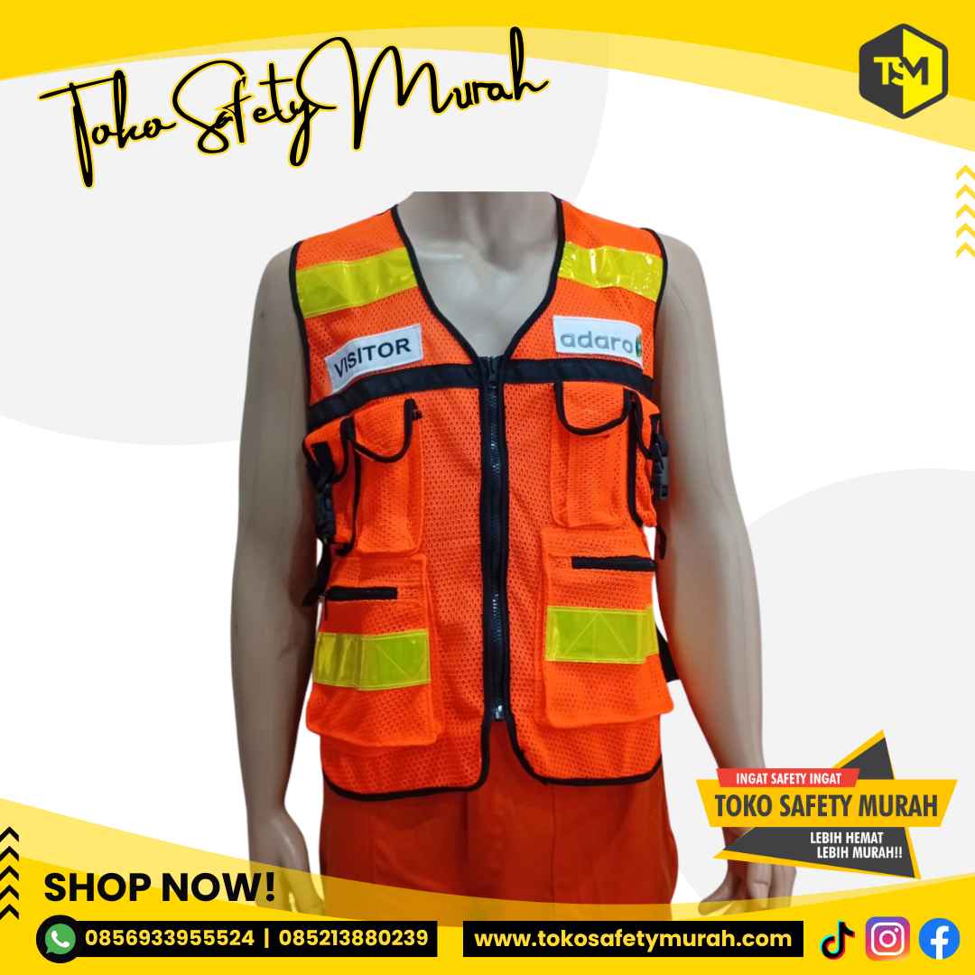 Rompi Jaring Safety 6K Custom Logo | Rompi Kerja Proyek & Lapangan – Bahan Tebal & Nyaman - Image 4