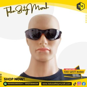 Kacamata Safety Fashion Black Smoke / Kaca Mata Kerja Las Proyek Gerinda Gurinda Motor model KINGS