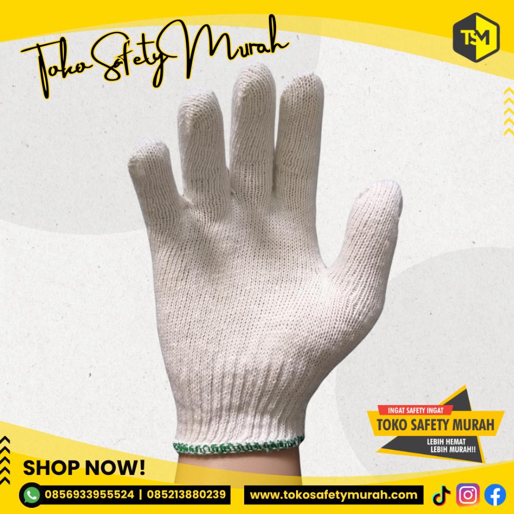 Sarung Tangan Kerja Kain Katun Rajut Benang 3 Sumo B3 Murah / Proyek Tukang Industri Safety Working Glove 3B Putih - Image 3