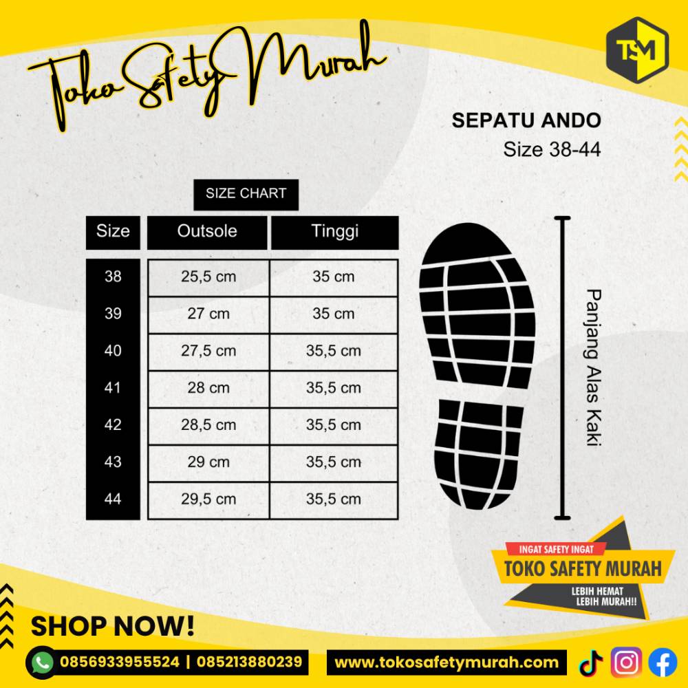 Sepatu Boot Proyek Kerja Tinggi Panjang ANDO Karet Hercules Kuning Yellow #Jual Alat Pelindung Diri APD Alat Keselamatan Kerja K3 - Image 6