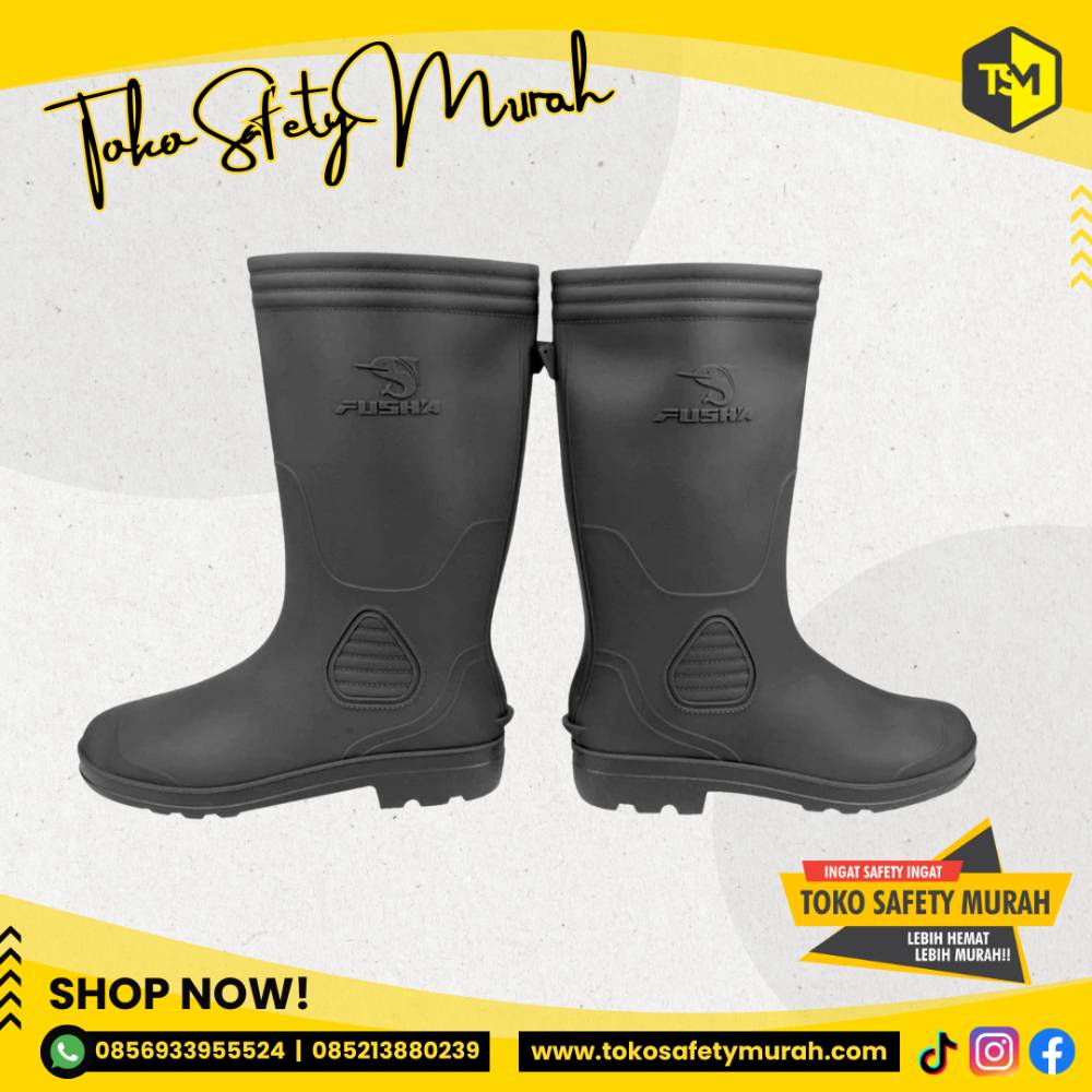 Sepatu Boot APD Hitam Panjang Tinggi Sepatu Boots PVC Kuat Tahan Air Anti Slip Size 38-44 - Image 2