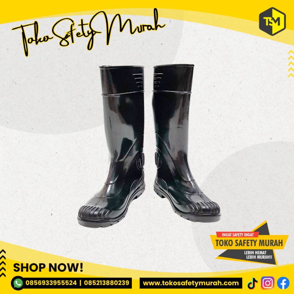 Sepatu Boot Karet Hitam Sepatu Proyek Tahan Air Picco Murah #Jual Alat Pelindung Diri APD Alat Keselamatan Kerja K3 - Image 2