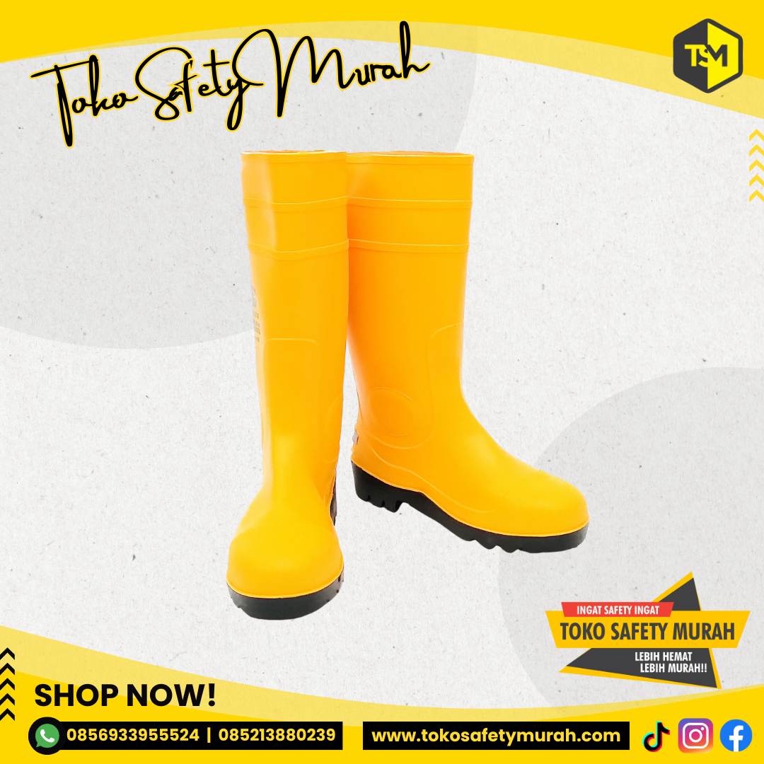 Safety Boot Legion PVC Yellow Sepatu Boot Safety Kuning Besi Steel Toe Tahan Air #Jual Alat Pelindung Diri APD Alat Keselamatan Kerja K3 - Image 6
