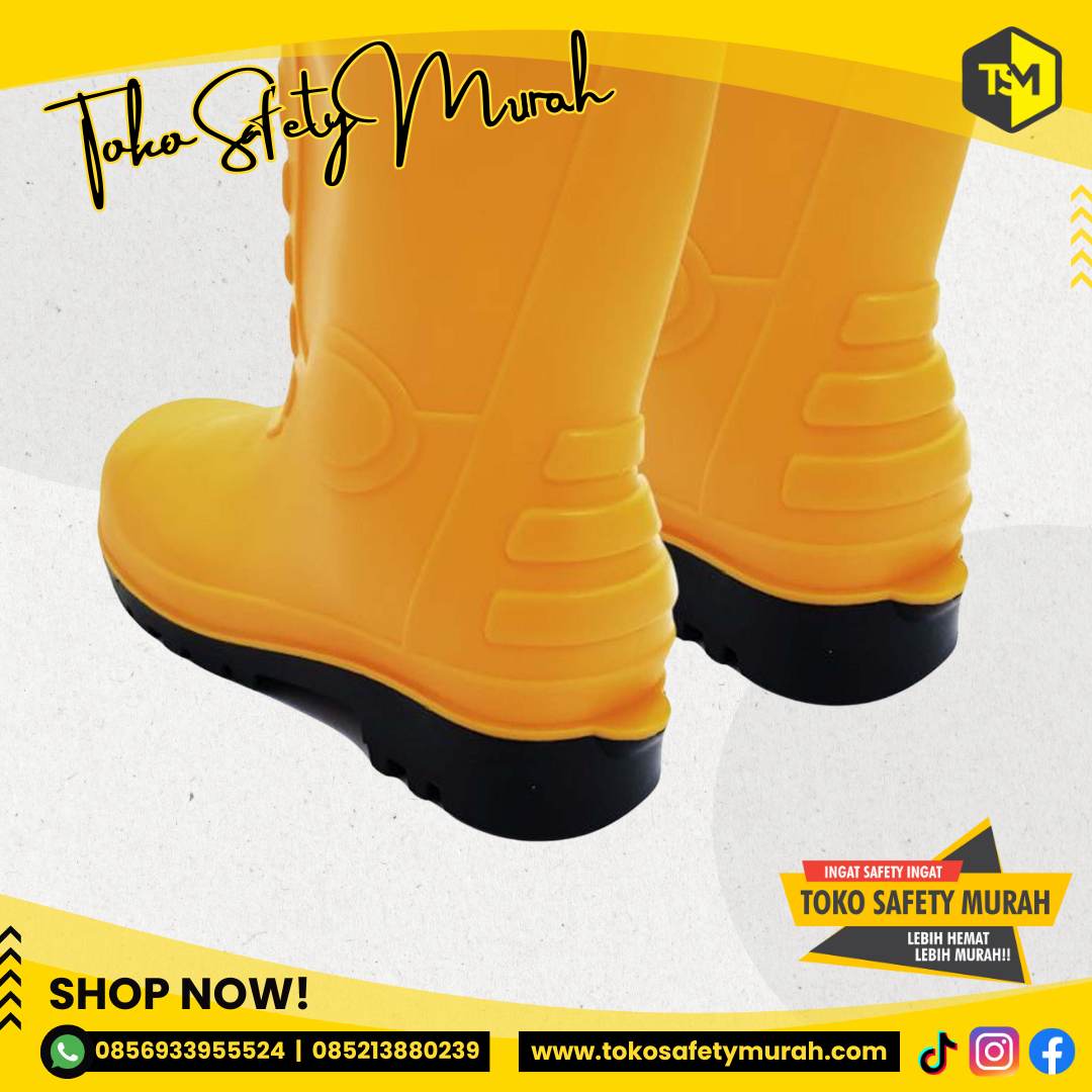 Sepatu Boot Gosave Safety PVC Kuning Rain boot Yellow Boots Sparta Karet Ujung Besi Steel Toe #Jual Alat Pelindung Diri APD Alat Keselamatan Kerja K3 - Image 3