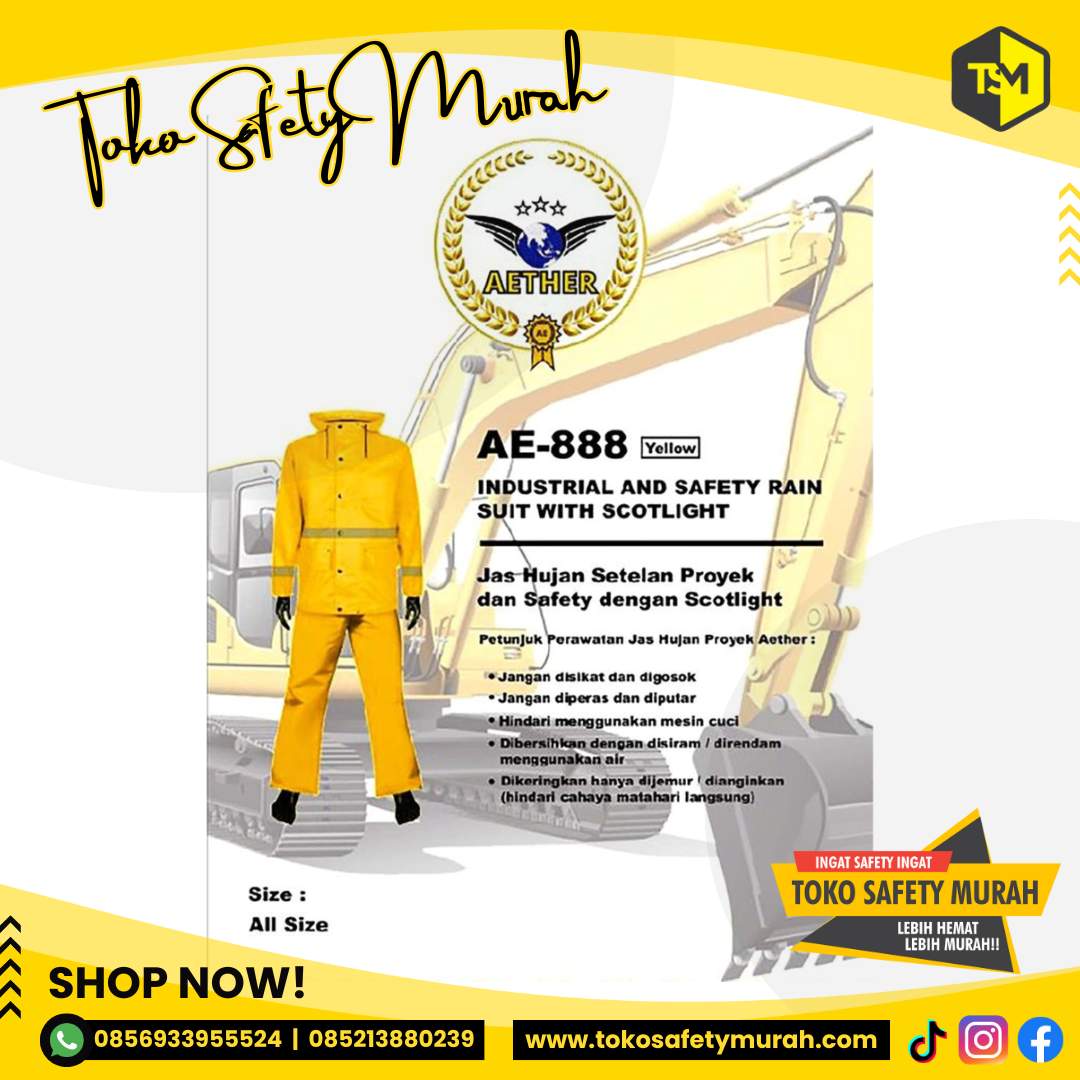 Baju Jas Hujan Setelan Baju Celana / Rainsuit Safety Scotlight K3 Proyek Motor bahan Kuat Anti Air - Image 6