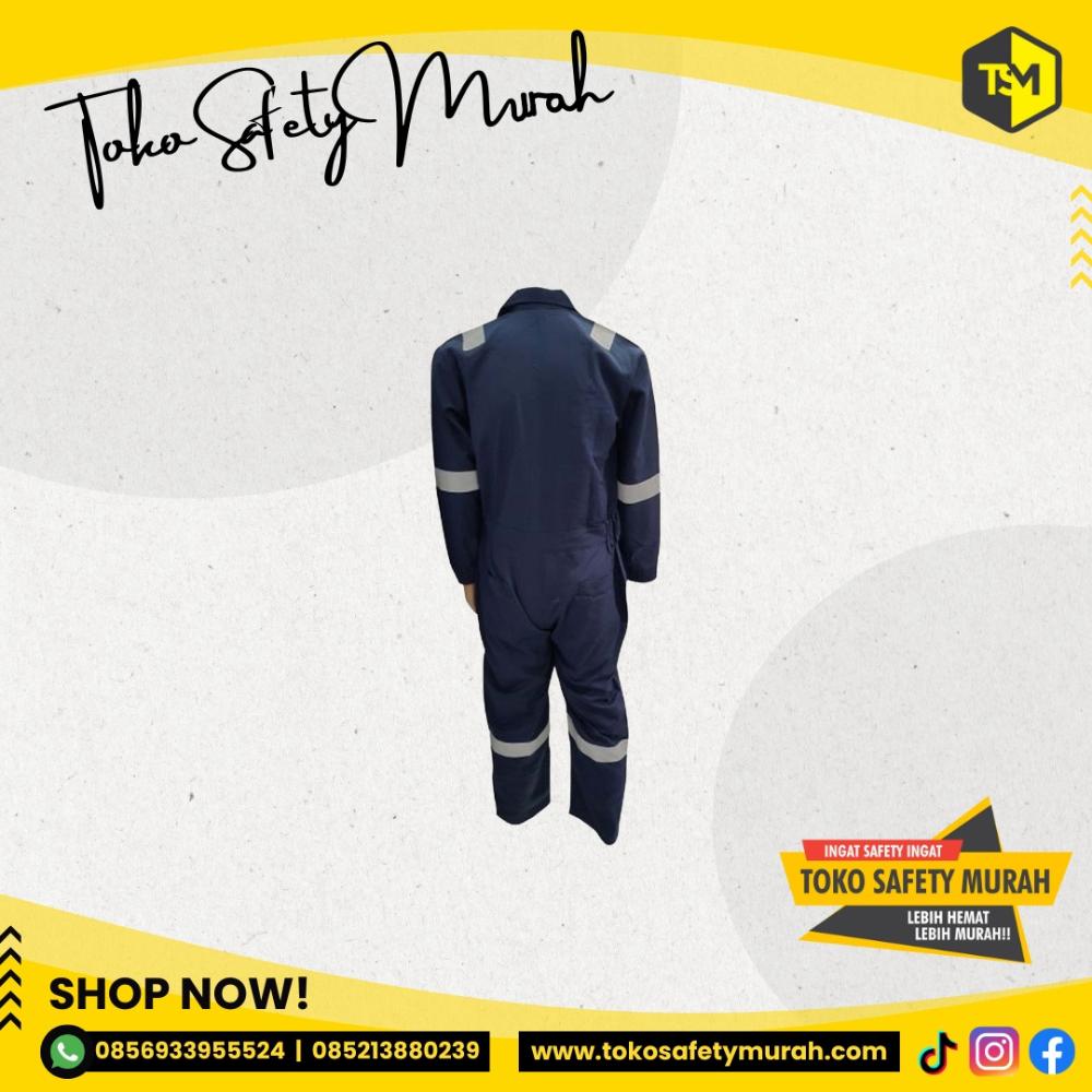 Wearpack Safety Terusan / Seragam Mekanik / Wearpak Pakaian Kerja Size M L XL Biru Dongker / Orange / Biru Benhur / Merah - Image 4