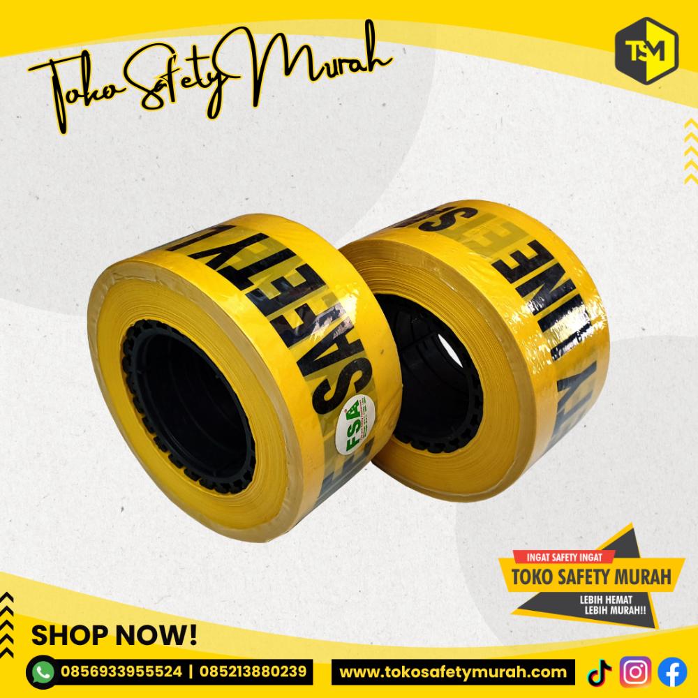 Garis Polisi Baricade Tulisan SAFETY LINE 3 inch 300 meter Police Line Barricade Tape Kuning Hitam Pembatas Jalan Galian Proyek - Image 3