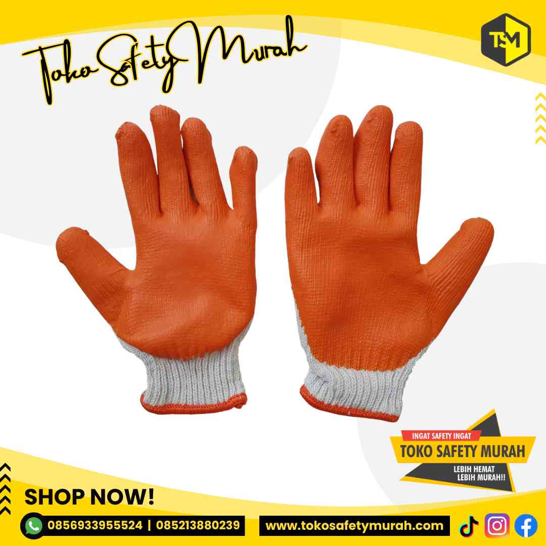 Sarung Tangan Lapis Karet Premium / Industri Kaca Safety Glove Cotton Latex General Work / Grip Kuat Antislip Licin - Image 7