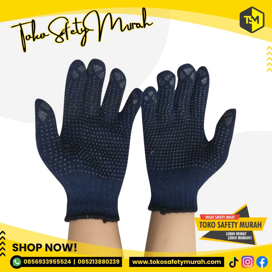 Sarung Tangan Proyek Bangunan Bintik / Dotting Navy Marlin 12 Pasang (1 Lusin) - Image 2