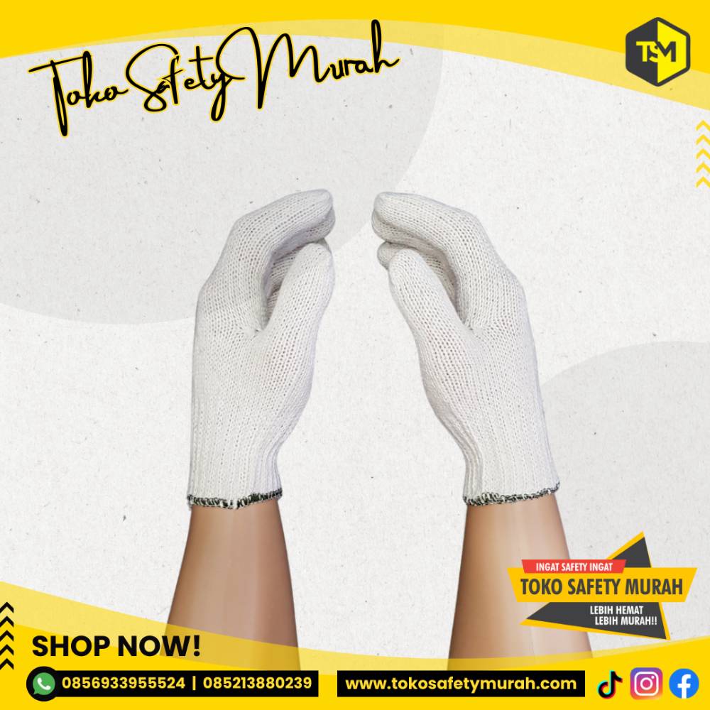 Sarung Tangan Kerja Kain Katun Rajut Benang 8 Paling Tebal / Mekanik Bengkel Proyek Safety Working Gloves B8 Glove 8B Blue Rabbit - Image 2