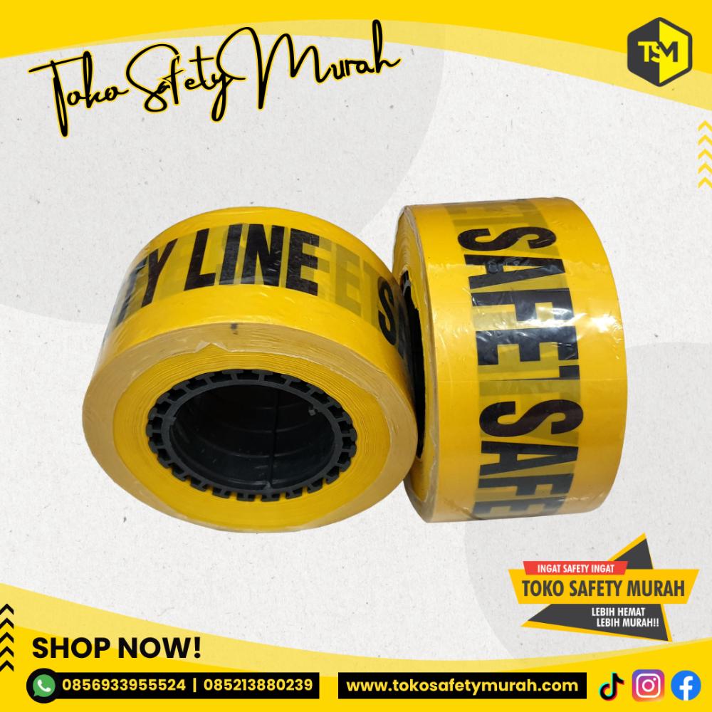 Garis Polisi Baricade Tulisan SAFETY LINE 3 inch 300 meter Police Line Barricade Tape Kuning Hitam Pembatas Jalan Galian Proyek - Image 2