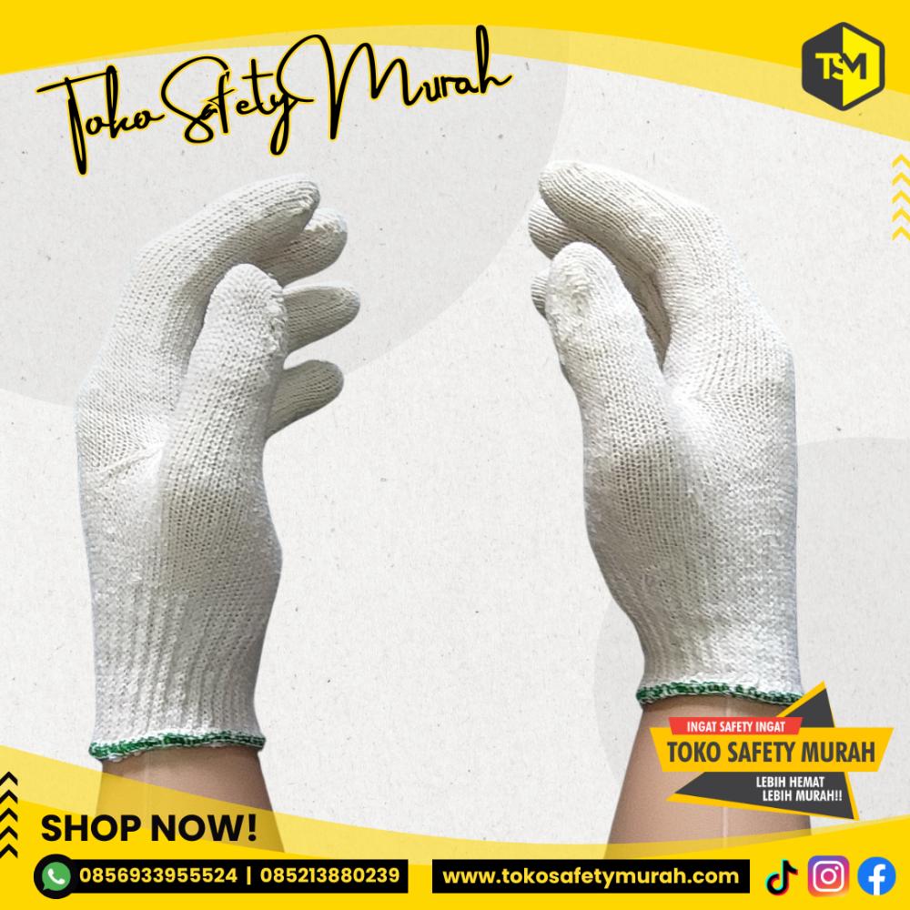 Sarung Tangan Kerja Kain Katun Rajut Benang 3 Sumo B3 Murah / Proyek Tukang Industri Safety Working Glove 3B Putih - Image 2