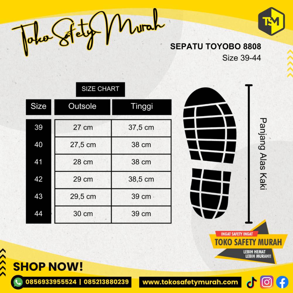 Boot Karet Tinggi TOYOBO Hitam Sepatu Boots PVC Tinggi Size 43-44 - Image 3