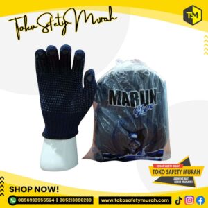 Sarung Tangan Proyek Bangunan Bintik / Dotting Navy Marlin 12 Pasang (1 Lusin)