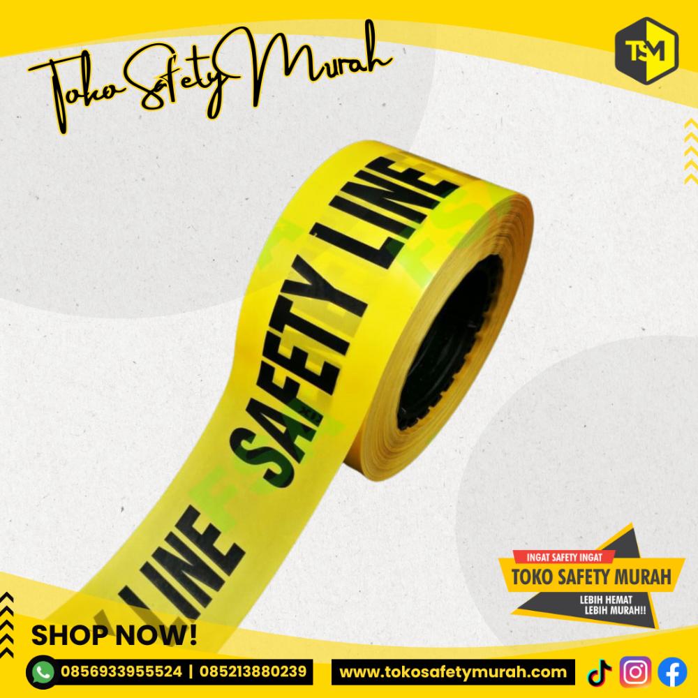Garis Polisi Baricade Tulisan SAFETY LINE 3 inch 300 meter Police Line Barricade Tape Kuning Hitam Pembatas Jalan Galian Proyek
