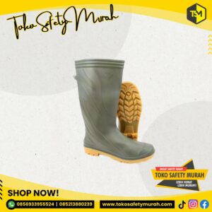 Sepatu Boots Tinggi APD Boots Rubber Karet PVC Kerja Proyek Banjir Cor Kebun Hijau Penthel Size 39-43