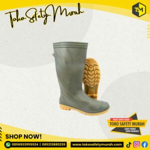 Sepatu Boots Tinggi APD Boots Rubber Karet PVC Kerja Proyek Banjir Cor Kebun Hijau Penthel Size 39-43