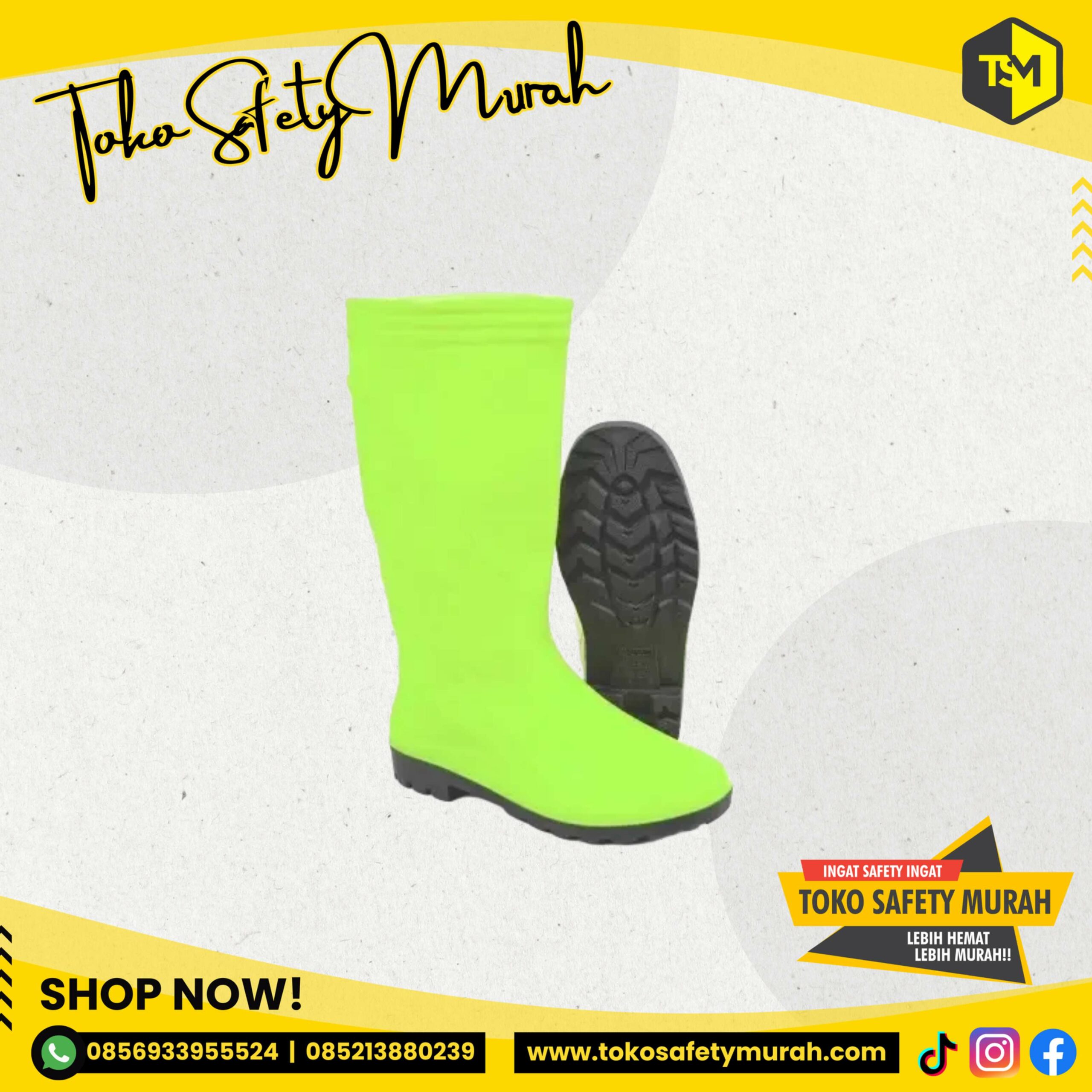 Sepatu Boot Hijau Scotlight Tinggi APD Proyek Kerja Konstruksi Perkebunan / Boots Karet PVC Hijau Scotlite Kuat Tahan Air