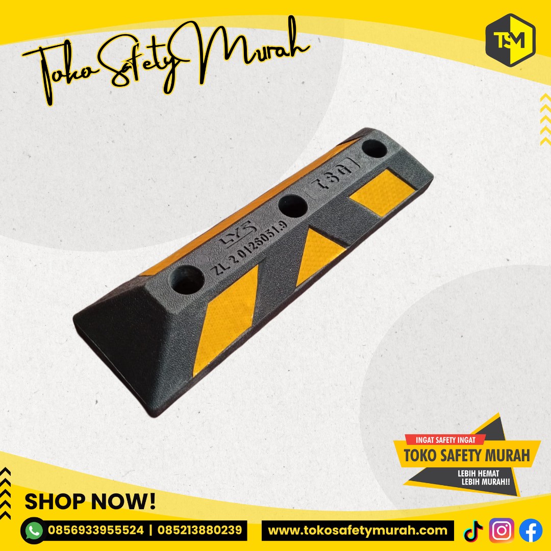 Wheel Stop Pengganjal Ban Rubber / Ganjalan Parkir Mobil / Pengganjal Roda Mobil