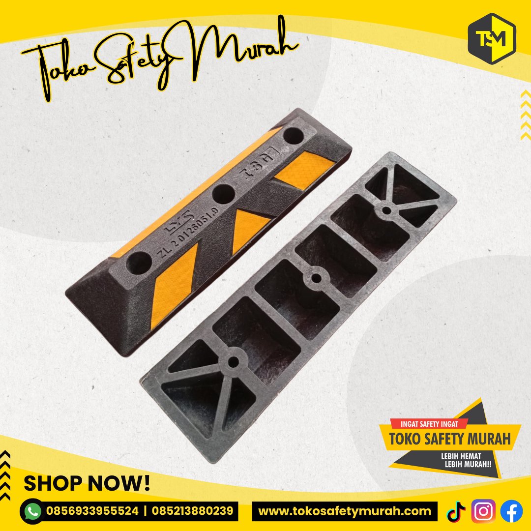 Wheel Stop Pengganjal Ban Rubber / Ganjalan Parkir Mobil / Pengganjal Roda Mobil - Image 3