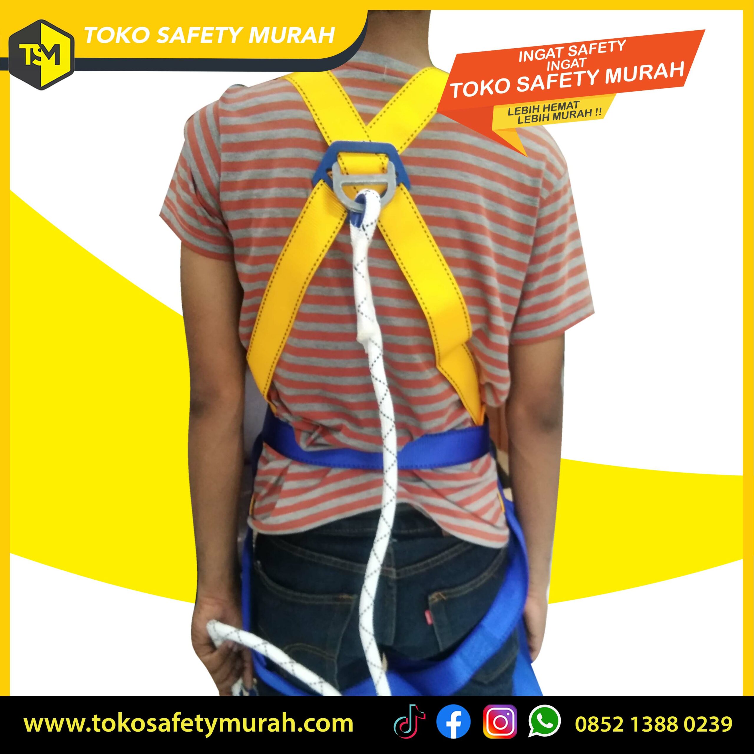 Full Body Harness Single Big Hook Besar + Tali Dada / Sabuk Pengaman Safety Belt Safety Murah - Image 2