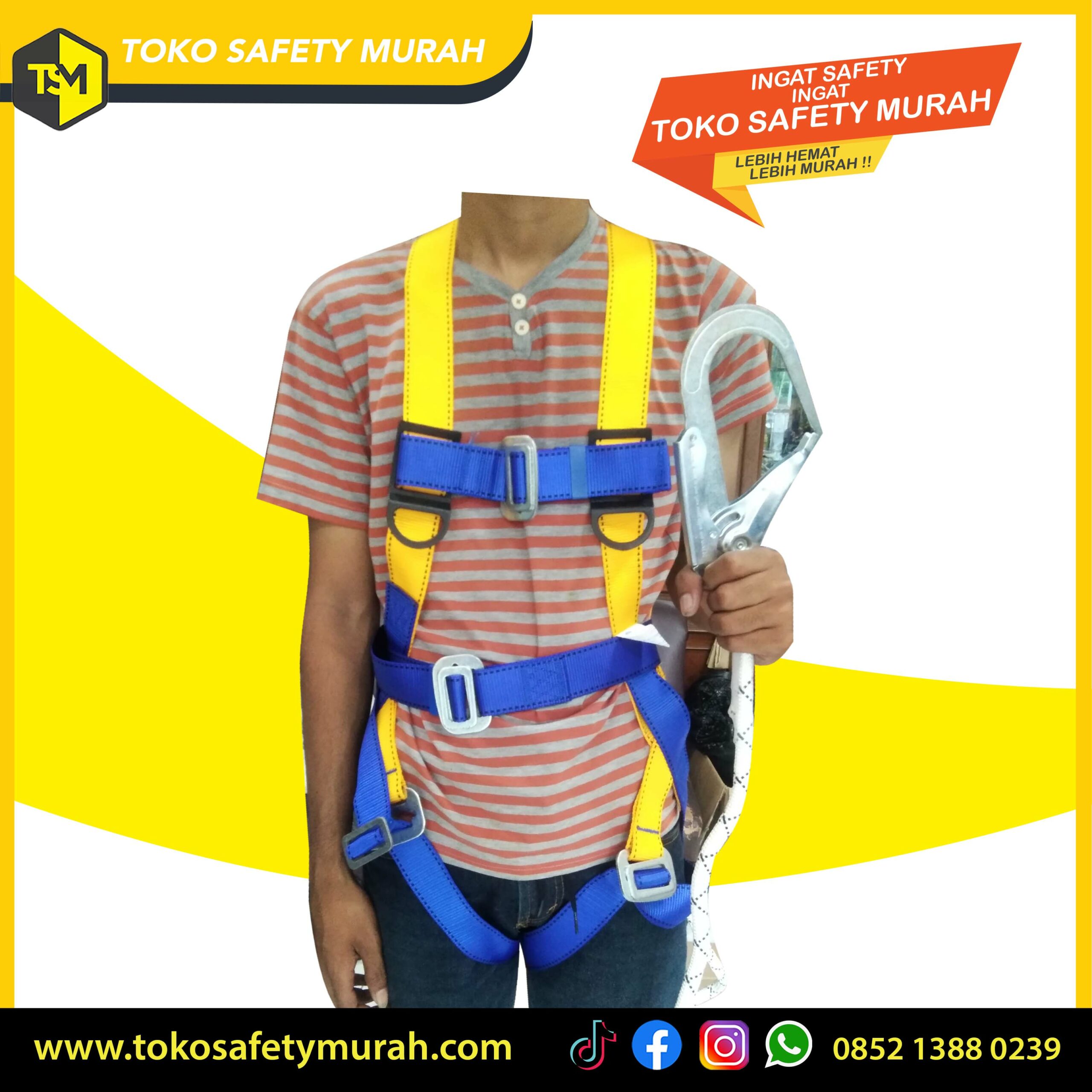 Full Body Harness Single Big Hook Besar + Tali Dada / Sabuk Pengaman Safety Belt Safety Murah