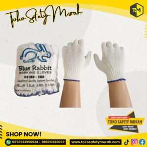 Sarung Tangan Kerja Proyek Tukang / Bahan Kain Katun B5 Murah / Benang 5 List Biru Blue Rabbit / Industri Working Gloves 5B