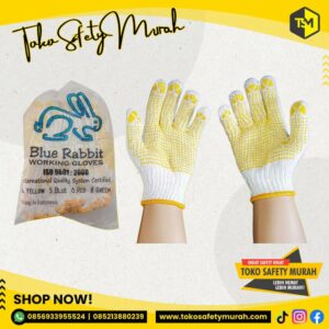 Sarung Tangan Kerja Proyek Tukang Bangunana Polkadot Dotting Bintik Kuning Blue Rabbit #Jual Alat Pelindung Diri APD Alat Keselamatan Kerja K3