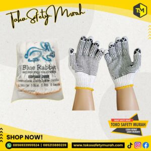 Sarung Tangan Kerja Polkadot Dotting Bintik Hitam Blue Rabbit Safety Gloves APD #Jual Alat Pelindung Diri APD Alat Keselamatan Kerja K3