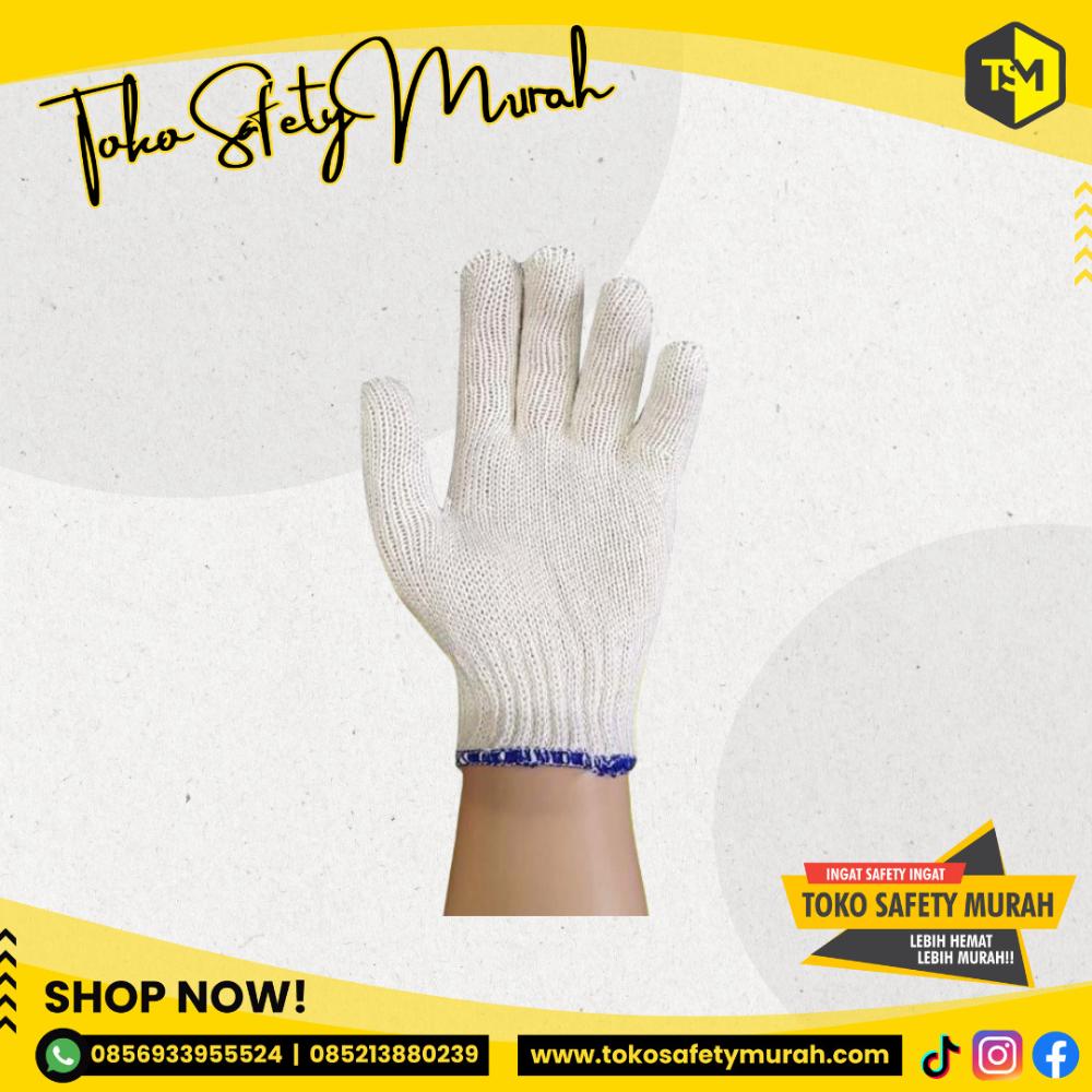 Sarung Tangan Kerja Proyek Tukang / Bahan Kain Katun B5 Murah / Benang 5 List Biru Blue Rabbit / Industri Working Gloves 5B - Image 3